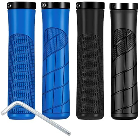 MOLIMOLI Manopole ergonomiche per Biciclette, manopole universali da 22 mm per Manubrio Bicicletta – 2 Paia (Nero + Blu) per Mountain Bike/Bici da Corsa/City Bike/Scooter, Antiscivolo e Resistenti