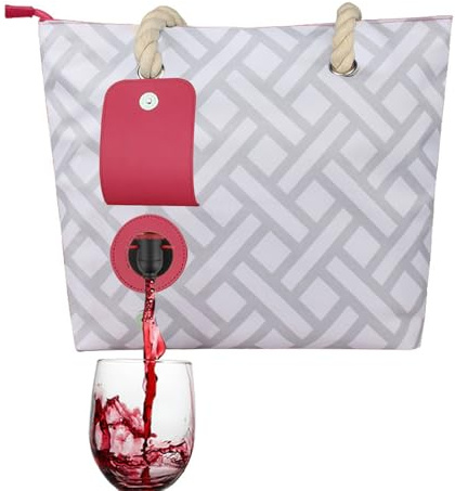 Wein Einkaufstasche, Picknicktasche mit Verstecktem Getränkespender, Spritzwassergeschützte Weintragetasche, Tragbare Kühltasche, für, Reisen, Picknick, Camping, Geschenk