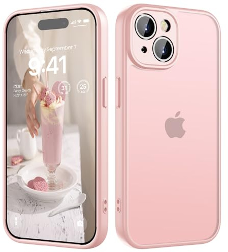 KPPIT for iPhone 15 case,Pink | [Shockproof Military Grade Drop Protection] [Frosted Translucent]