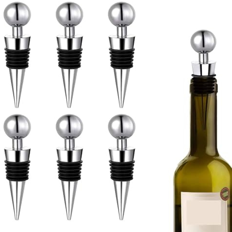 6pcs Wine Bottle Stoppers, Reusable Bottle Saver Sealer Wine Corks, Champagne Stopper Wine Stoppers for Keeping Drinks Fresh Leak Proof Wine Sealer