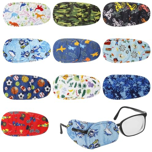 HotoPink 10 Pcs Glasses Patches for Kids, Reusable Cartoon Unicorn Camouflage Lazy Eye Patch, Soft Eye-Patch for Glasses Amblyopia Strabismus Children Toddler Boys Girls (Multicoloured-2)