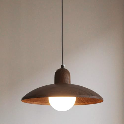 QZLNQSY POKHDYE Wabi-sabi Style Single Head Chandelier Walnut Color Iron Pendant Light G9 Light Source Kitchen Island Dining Room Living Room Bedroom Hallway Hanging Lamp