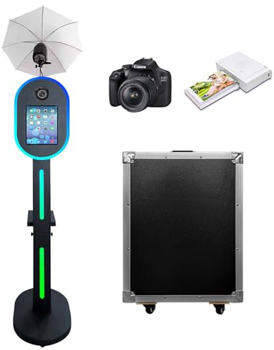 Photomaton compatible avec iPad 10,2 -13 et appareil photo, avec lampe de poche et lumière synchronisée de la musique, appareil photo reflex numérique pour location de mariage, événements de mariage