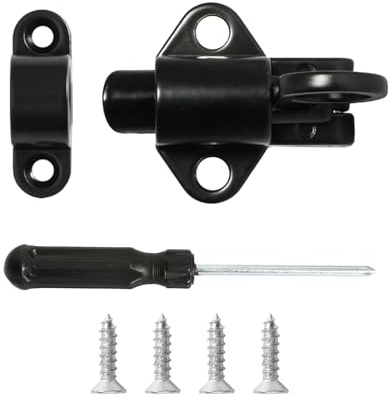 Verrou à ressort automatique avec tournevis cruciforme de 4,5 mm, loquet de porte et fenêtre à rebond, verrou en alliage d'aluminium avec vis, couleur noire