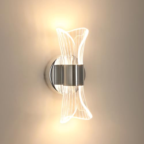 DELIPOP LED Wandleuchte Moderne, 12W Wandlampe Innen mit 3 Farbtemperatur | Verchromt Wandbeleuchtung für Schlafzimmer Wohnzimmer Korridor Treppenhaus