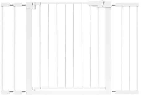 Tomvorks Barrière de bébé Facile à Installer de 29,7 à 46 Pouces pour Escaliers, Barrière sécurité avec Fonction Fermeture Automatique, Animal Compagnie pour Portes Larges, Couleur Blanche