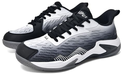 BLBK Badmintonskor för män, squashskor, inomhusskor för olika golvbeläggningar, bekväma och fast grepp/unisex volleybollskor, bläck svart, 46 EU