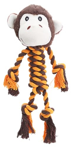 Interactive Dog Toy – Monkey-Shaped Cotton Rope Chew Toy | Squeaky Dog Toys | Teeth-Cleaning Chewable Toys | Indoor Outdoor Play, Training, Backyard, Lawn, Patio, Park, Beach