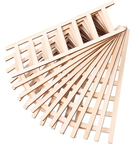 LALADEFIEE 12pcs Miniature Wooden Ladder Set 15x5cm Dollhouse Staircase Accessories Mini Wood Steps for Home and Garden Decor, Dollhouse Building Supplies and Tiny Stairway Display
