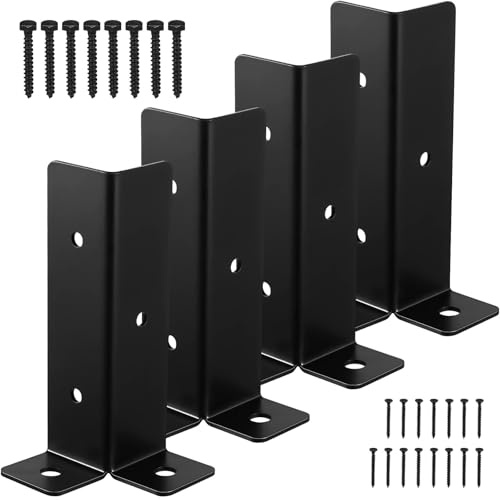 GOOHOCHY 4pcs Heavy Duty Wood Post Base Brackets Deck Post Anchor Pergola Support Brackets for Outdoor Decking and Railing Repair