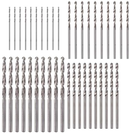 Juego de 40 brocas HSS, 0,5 mm, 1,0 mm, 1,5 mm, 2,0 mm, para madera, metal, espiral, para trabajos de precisión, proyectos de bricolaje, manualidades, reparación electrónica y construcción de maquetas