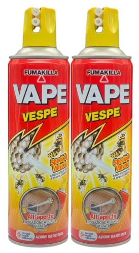 Spray Elimina Vespe, Speciale Valvola, Adatto Anche per Nidi e Calabroni, All'Aperto Erogazione a Lunga Gittata, 400 ml. Spray (2 Unità)