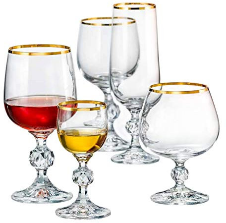 Bohemia Celebration Set 24 teilig Hochzeitsgeschenk Kristallglas, Sektgläser, Weingläser, Cognacschwenker, Likörgläser Crystlex