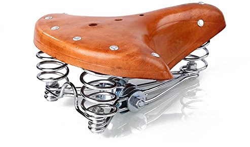 TentHome Federsattel Vintage Classic Fahrradsattel Fahrradsitz Stahlgestell Schraubenfeder Niete