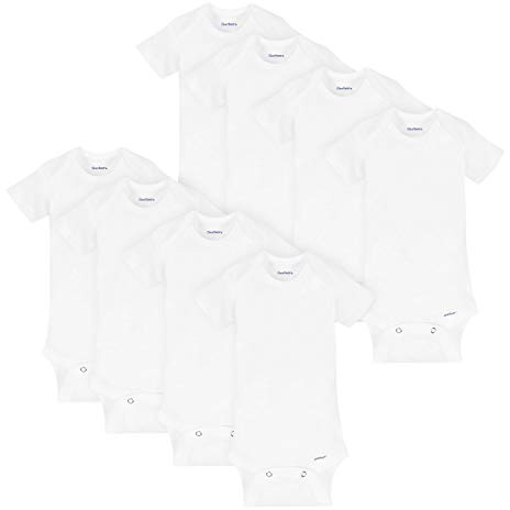Gerber Baby 8-Pack Short Sleeve Onesies Bodysuits, Solid White, 3-6 Months
