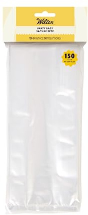 Wilton Clear Party Bags Süßigkeiten Tüten, 150 Stück | Transparante Tüten, Plastiktüten mit Verschluss, Geschenkbeutel zum Verpacken von Keksen, Pralinen, Süßigkeiten, Cake Pops
