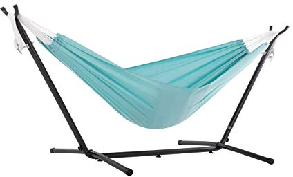 Vivere Doppel Polyester Hängematte mit Hängemattengestell 250 cm,, Aqua