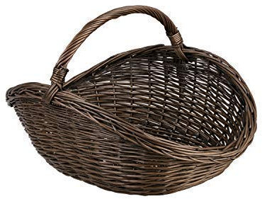 e-wicker24 Wicker Fireplace Basket Dark Brown Willow Wicker Basket for Firewood Fireplace Basket