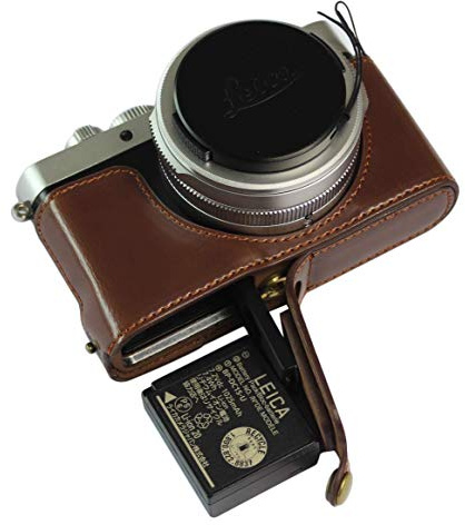 Untere Öffnung Version Schutz PU-Leder Half Camera Case Tasche für Leica D-LUX 7 mit Stativ Design mit Handschlaufe Dunkelbraun