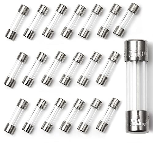 Chanzon 20 Stück VDE Prüf 5x20 1A Sicherungen Sicherung Glassicherung Glasrohrsicherung Feinsicherung Schnelle Glas Sicherung 125V Glas AGC-Patrone Röhrensicherung Slow Blow Time Delay 250 V