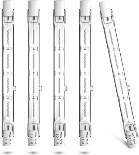 Bonlux 100W R7S Halogen 118mm Dimmar R7S Warmweiss 2800K Lineare Halogenlampe 1500lm Projektor AC 220-240V für Beleuchtung zu Hause, Arbeit, Sicherheit, Stehlampe, Etc (5Pcs)