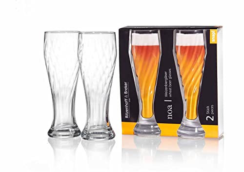 Ritzenhoff & Breker Vaso de Cerveza de Trigo Noa Juego de 2, Vaso de Cerveza de Trigo 500ml