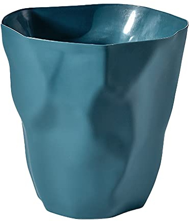 Ailler Corbeille à papier en plastique pour bureau et chambre à coucher, irrégulière, respectueuse de l'environnement (bleu marine)