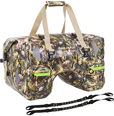 WILD HEART Wasserdicht Motorrad-Hecktasche 70L mit Seilriemen und Innentasche aus Wasserdichtem 500D-PVC für Reise, Motorrad usw (Herbstblätter)