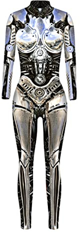 Seaur Halloweenkostym dam robot cosplay catsuit overall ben dräkt karneval XL