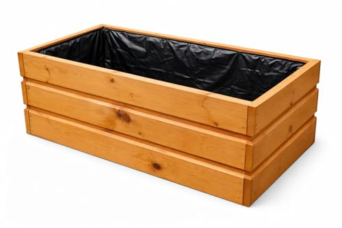 Großer Pflanzkasten Holz 80 cm – Blumenkasten Balkon & Terrasse, Pflanzkübel Wetterfest, Hochbeet Kräuterbeet Garten (D28 Nuss)