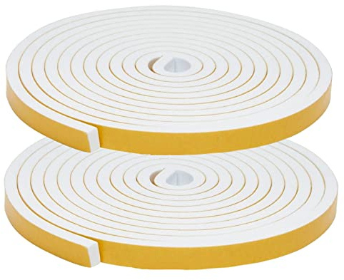 wordmouk Bande de mousse anti-courants d'air 12 x 3 MM Bande d'étanchéité en mousse adhésive Bande d'étanchéité en mousse haute densité pour fenêtre, isolation acoustique 4M x 2 rouleaux, Total 8M
