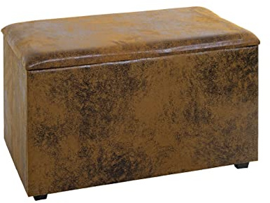 HAKU Sitztruhe braun, Vintage, MDF, Textilgewebe - Maße: B 65 cm x H 42 cm x T 40 cm, Style: Modern