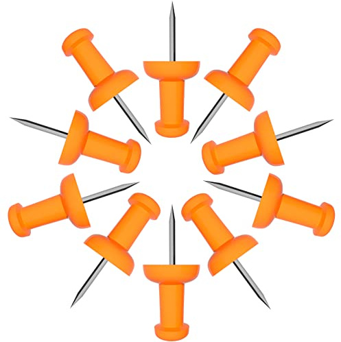 VAPKER Push Pins Tacks 120Pcs Solid Orange Thumb Tacks Larger Size Pin Map Tacks Plastic Head with Steel Point for Bulletin Board
