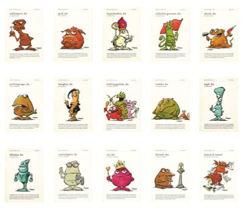 Postkarten MIX Monster aus 15 Karten Monster des Alltags - Motiv: lustige MONSTER DES ALLTAGS - Anlass: Humor, Grüße - Künstler/Verlag: CHRISTIAN MOSER – MIX SET Nr. 3