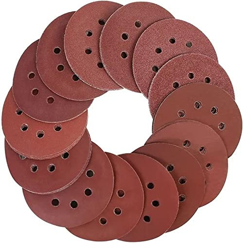 Discos de lija de 8 agujeros de 125mm, papel de lija adhesivo de gancho y bucle, papel de lija de grano 40-2000, herramientas de pulido abrasivo, 50 uds, grano 800