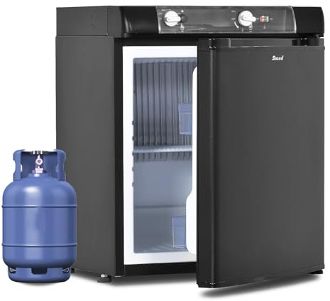 Smad Frigo Trimixte, 40L, Frigo Camping car 12V 220V Gaz, Réfrigérateur Camping Gaz pour Caravane, Camion, Fourgon, Garage, Gîte, Mobile-home, Noir