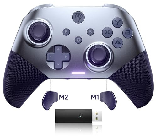 EasySMX Manettes PC Switch Téléphone Portable Sans Fil Rechargeable, X10 Manette Switch Pro Sans Fil Bluetooth, Manette PC 2,4G pour Mobile Android iOS, Android TV Box Tablette et Tesla, Violet