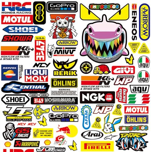 3 Hojas Pegatinas para Moto Racing Casco Pegatinas Bicicleta Adhesivos de Vinilo Resistentes a La Intemperie,para Motocicletas,Coches,Coches de Carreras,Cascos y Más