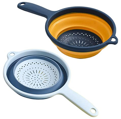 Collapsible Colander Foldable Fruit Vegetable Strainer with Handle Drainer for Kitchen 2PCS, Colanders Food Strainers