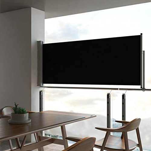 Gecheer Toldo Balcon Lateral Elegante, Protección UV y Viento, 100x300cm, Negro/Gris