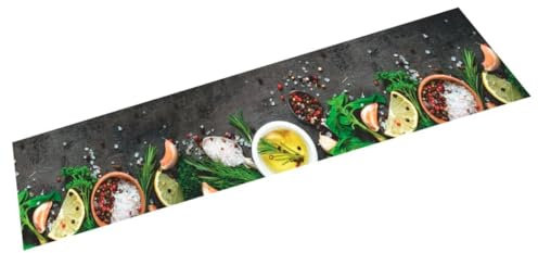 ZEYUAN Küchenteppich Waschbar Gewürze 60x300 cm Samt, Teppich Küche, Küchenläufer, Läufer Küche, Teppich Für Die Küche, Teppich Läufer - 4005610