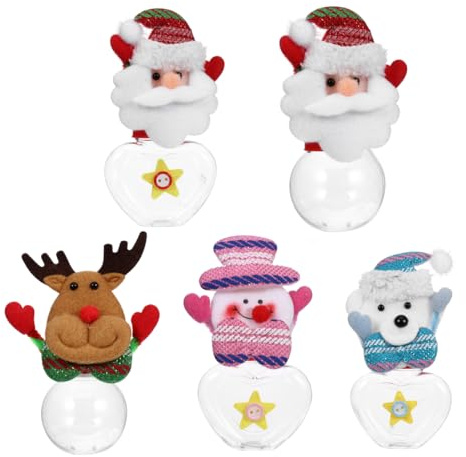 Ciieeo 5pcs Candy Jar Party Supplies Christmas Storage Jar Christmas Tin Candy Dish Candles Tin Storage Container Cookie Treat Boxes Favor Boxes Plastic