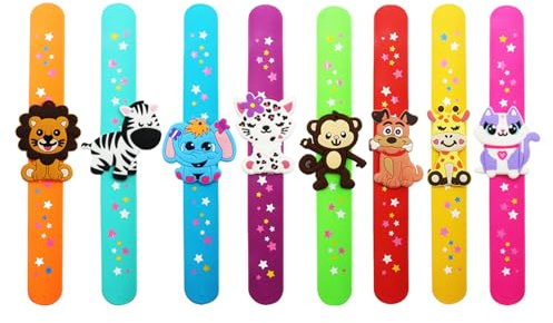 TYFGRT 8 Pièces Bracelets Jouets pour Enfants, Bracelets Animaux Mignons, Bracelets De Dessins Animés Créatifs, Bracelets Animaux en Silicone, Bracelets De Fête pour Enfants