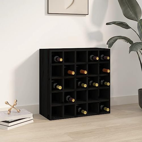 Schränke & Aufbewahrung - Wein- & Spirituosenschränke - Weinschrank schwarz 56x25x56 cm Massivholz Kiefer