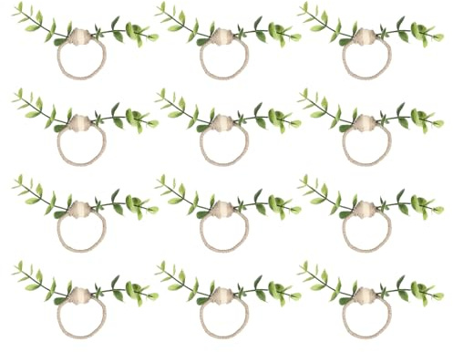QUARKZMAN 12pz Anelli Portatovaglioli, Rustici Fermatovaglioli da Tavola Stile Fattoria per Decorazioni Matrimonio, Feste, Banchetti, 150mm