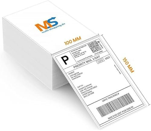 1500 Versandetiketten 4x6 Thermo Etiketten 100 x 150 mm - 3 x 500 Etiketten Selbstklebend Leporello Falzetiketten Perforiert DHL Wasserfester Versandaufkleber, BPA Frei (3)