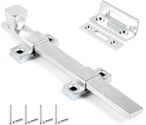 Hicarer 1 Pcs Surface Bolt 8 Heavy Duty Dutch Door Latch Brushed Chrome Finish for Swing Interior Exterior Doors