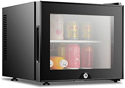 Glass Door Mini Fridge, 20L Lockable Beverage Cooler for Hotel Rooms & Dormitories - Energy Saving, Low Noise Stainless Steel