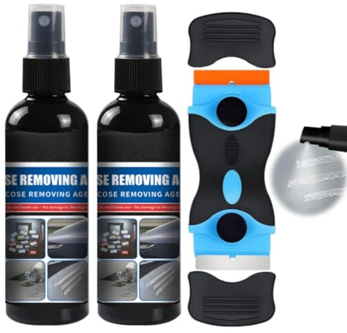 ZLXFT Dissolvant Colle,2pcs Spray de Décapant Adhésif,Dissolvant Adhésif,Dissolvant Silicone,Résidus de Colle,Glue Removal Wipes,Dissolvant D’Adhésif,Livré avec Grattoir et Éponge