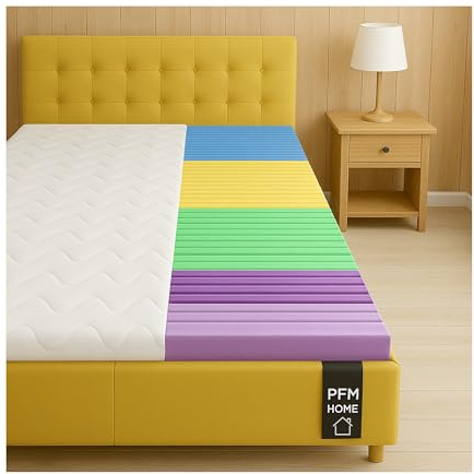 PFM HOME - Matratzen-Topper mit 5-Zonen-Massage Ergo + | Matratzenauflage 6 cm hoch - antiallergischer Bezug - Atmungsaktiv - 140 x 200 cm